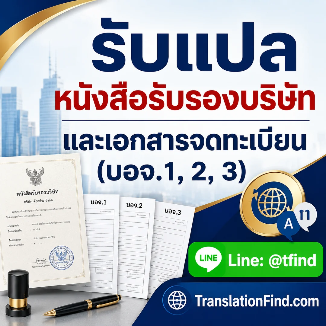 รับแปลหนังสือรับรองบริษัท บอจ.1 บอจ.2 บอจ.3