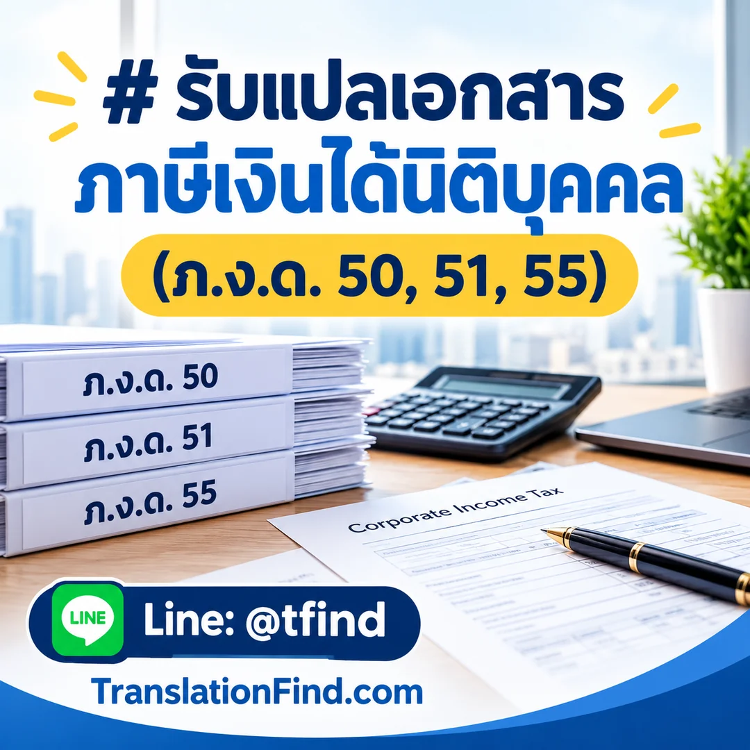รับแปลเอกสารภาษีเงินได้นิติบุคคล (ภ.ง.ด. 50, 51, 55)